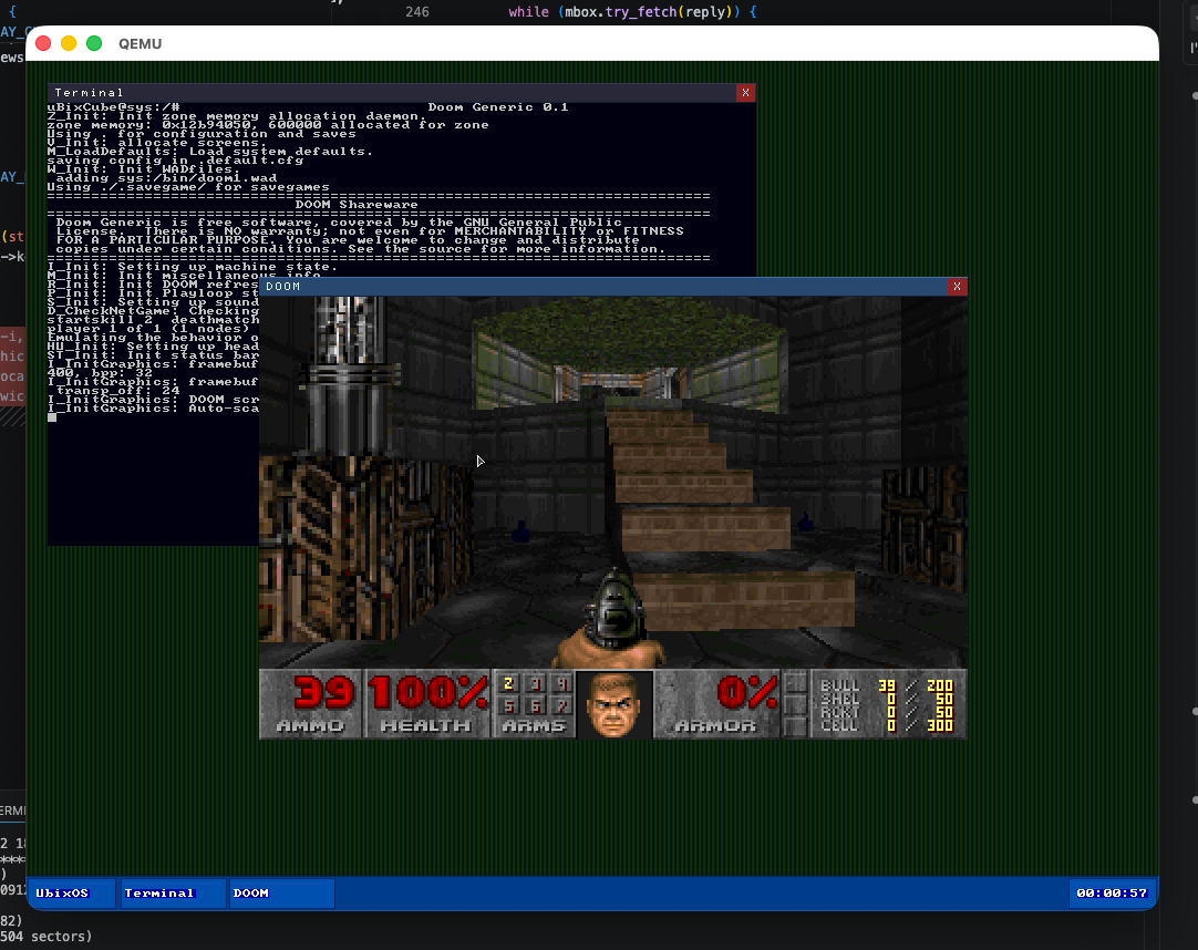 Doom running on uBixOS